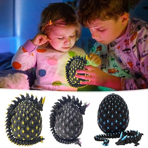 3D Printed Dragon Eggs with Dragon Inside, Glow in The Dark Articulated Animals, Crystal Dinosaur Eggs 3D Printed Surprise Toys, Home Office Decor Executive Desk Toys, Home Decor (Blue) thumbnail 5