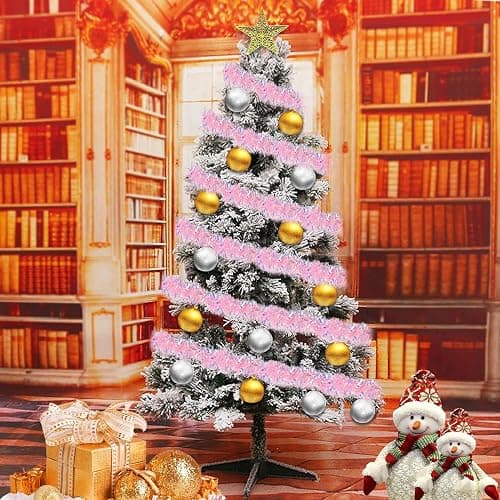 LOMIMOS 17 Ft Easter Christmas Tinsel Garland,Pink Glittering Decoration for Xmas Tree Party Wedding Supplies thumbnail 8