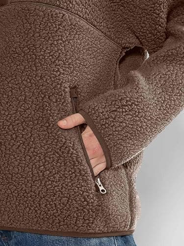 LASLULU Womens Half Zip Pullover Cropped Sweatshirts Sherpa Fleece Jacket Fuzzy Sweaters Cute Winter Jackets with Pockets thumbnail 3