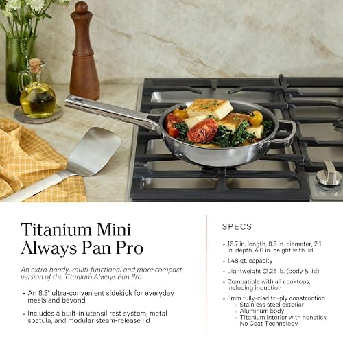 Our Place Titanium Pro Cookware Set (4-Piece) – Always Pan & Perfect Pot | Nonstick No-Coat Technology | Tri-Ply Titanium & Stainless Steel | Safe for Oven, Induction & Cooktops up to 1000°F | Chrome thumbnail 4