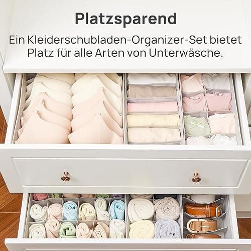 Vtopmart 4 Pack Underwear Drawer Organizers Set, 6+7+8+24 Cells Clothes Drawer Dividers Dresser Organizers Bins for Socks, Bras, Scarves, Ties, Non-Woven Fabric Storage Boxes for Closet, Nursery thumbnail 5