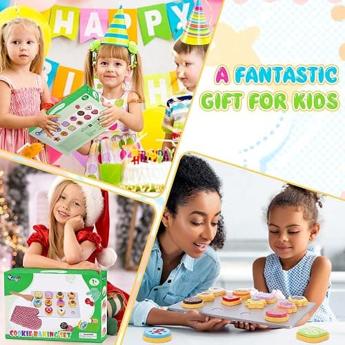 Slice and Bake Wooden Cookie Play Food Set for Kids Kitchen - Toy Food Accessories - Kids Pretend Cookies and Baking Sheet, Toy Baking Set for 3+ Year Old Boys Girls Birthday Gifts thumbnail 8