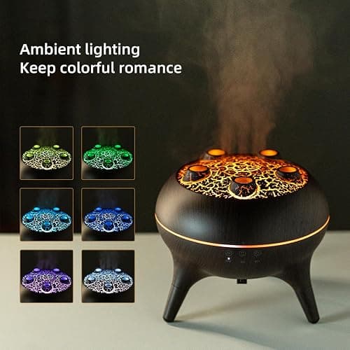 BLOIMP Essential Oil Diffuser 250ML,Jellyfish Diffuser Air Humidifiers Sound Pickup Ultrasonic Aromatherapy Diffuser Remote Control 7 Color Lights for Home Bedroom Office Hotel (Brown Color) thumbnail 3