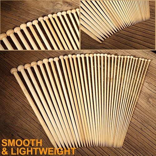 36PCS Bamboo Knitting Needles Set, BetyBedy Single Pointed Knitting Needles, 9 Inches Length Knitting Crochet Supplies for Beginners Handmade (18 Sizes from 2.0mm-10.0mm) thumbnail 2