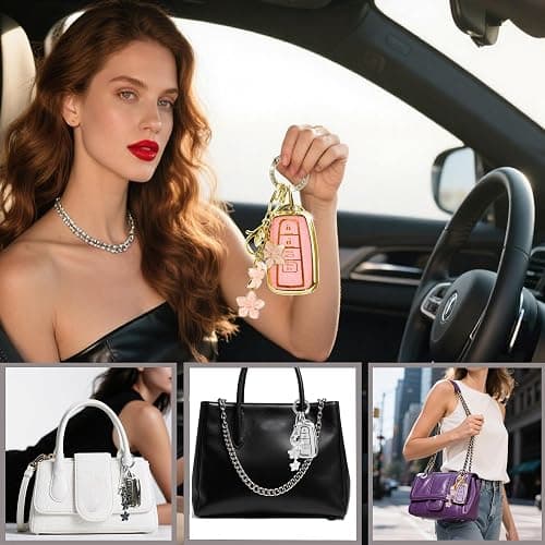 Yekoubo Pink TPU Key Fob Cover with Sakura Flower Keychain Compatible with Mazda 3 6 MX-5 Miata MX-30 CX-5 CX-9 CX-30 CX-50,CX-60 CX-70 CX-90 2025 4-Button Smart Key for Women thumbnail 6