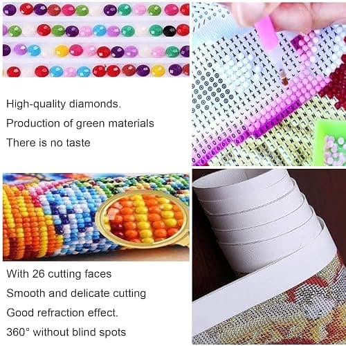 FLAJZ Diamond Art Kits for Kids, 4 Pack Diamond Painting Kits for Kids Beginners, 5D Cartoon Cute Animals Dimond Art Kits, DIY Full Drill Round Mosaic Gem Art Kits for Home Wall Decor 6x6 Inch thumbnail 6