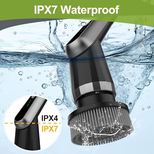 WKY-Electric Spin Scrubber - Upgraded 10-in-1 IPX7 Waterproof Shower Scrubber, Retractable Handle & 2-Speed for Toilet, Bathroom, Bathtub, Tile Floors thumbnail 7