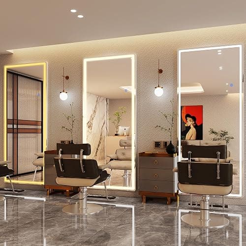 Antok LED Full Length Mirror with Light, 71"x28" Lighted Full Body Mirror with Stand, Dimmable & 3 Color Lighting Standing/Leaning/Wall Mounted Vanity Mirror for Bedroom Cloakroom Livingroom(Rect) thumbnail 9