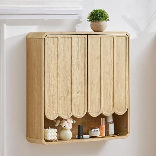 ORRD Bathroom Wall Mounted Storage Cabinet, Medicine Cabinet with Adjustable Shelf, Over The Toilet Storage Cabinet for Bathroom, Laundry Room, Kitchen, Living Room (Natural) - Image 1