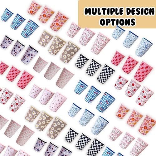 Reusable Insulated Neoprene Iced Coffee Cup Sleeve, Durable Drink Sleeve for Cold Beverages, Beverage Holder for Iced Coffee, Lovely Bows thumbnail 7