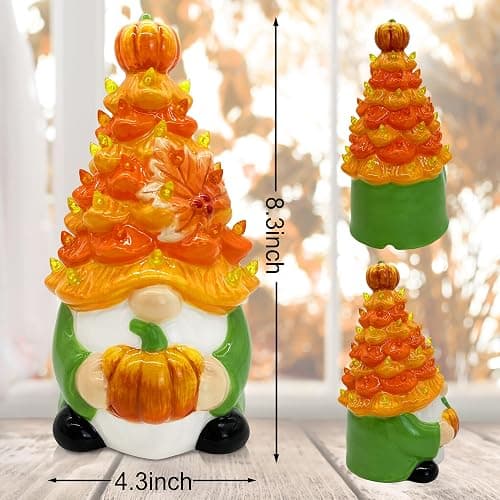 Hexagram Fall Decorations for Home, Fall Gnomes Ceramic Tree Decor | Green Gnome Pumpkin Table Decor, Ceramic Tree Centerpieces Decorations Indoor thumbnail 3