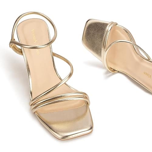Viciously Vixen Women's Strappy Kitten Heels Square Open Toe Sandals Party Wedding Ankle Strap Shoes thumbnail 5