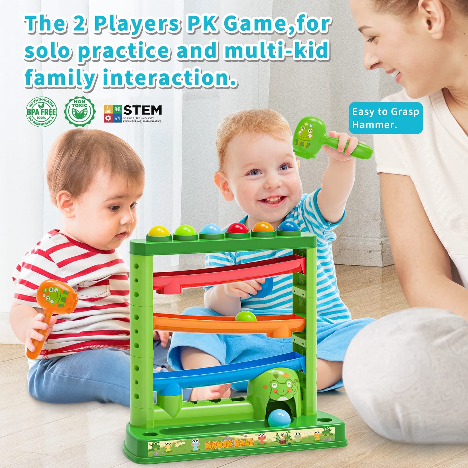 Toddlers Toys for 1 2 3 Years Old Kids, Pound A Ball Toys Included 2 Hammer & 12 Balls, Montessori Toys for 12-18 Months Baby, Interactive Game for Boys and Girls, Early Learning Educational Gift thumbnail 5