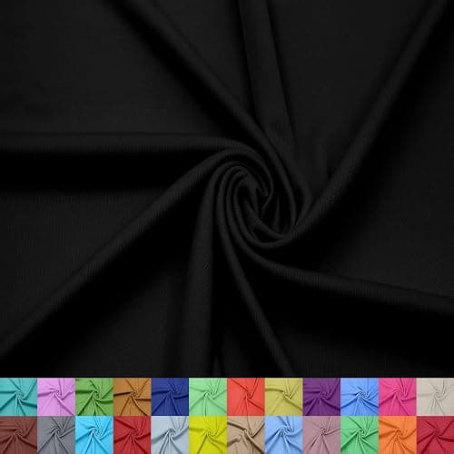 Stylish Fabric 60" Wide 100% Polyester Interlock Lining – Lightweight Knit Fabric by The Yard-for Apparel, Clothing, School Projects, Party Decorations, Drapery, and DIY, Black 5 Yards - Black - 5 YARDS - Image 1