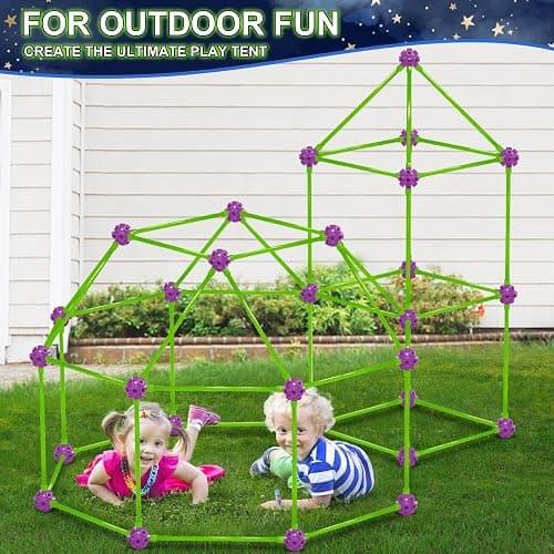 V-Opitos 140 Pack Glow in The Dart Fort Building Kits for Kids Age 4, 5, 6, 7, 8+ Years Old, STEM Building Toys for DIY Castles, Tunnels, Ideal Christmas, Birthday Gifts for Boys & Girls thumbnail 7