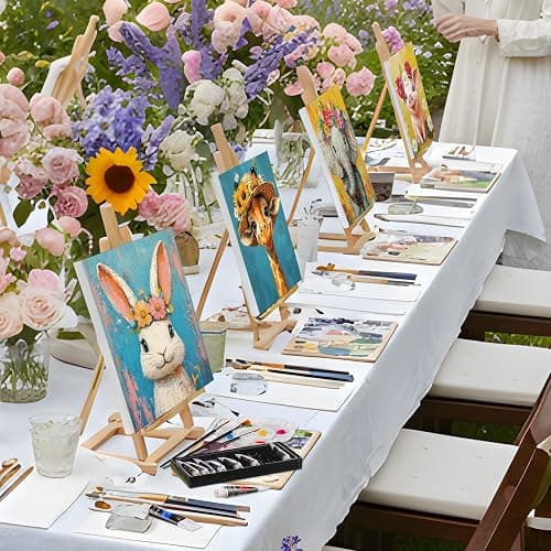 Cholemy 36 Pcs Paint and Sip Kit for Adults 8''x10'' Pre Drawn Canvas for Painting DIY Afro Acrylic Painting Kit Wood Easel Brushes Date Night Bulk for Christmas Party Gifts(Flower Animals) thumbnail 5