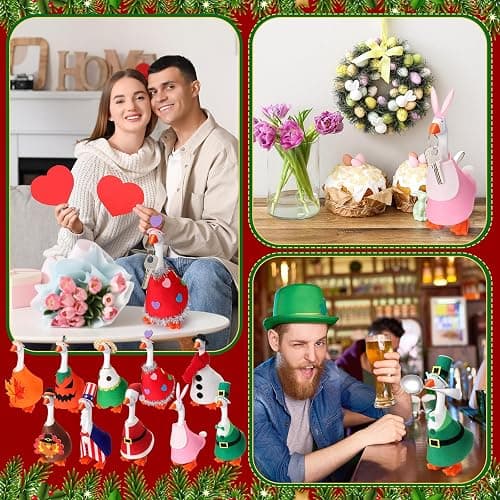 Weysat 10 Set St. Patrick's Day Mini Desk Goose Outfit Holiday Bundle Easter Mexican Spring Magnetic Geese Statue Felt Fabric Costume for 7 Inch Desktop Goose Table Decor Gifts(Rustic Style,Felt) thumbnail 6
