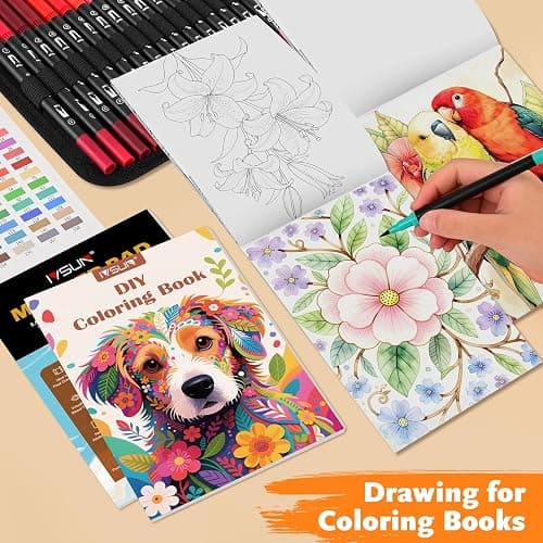 Dual Brush Marker Pens,128 Colors Art Markers Set with Fine & Brush Tip for Kids Adult Coloring Book, Bullet Journaling, Drawing, Note Taking, Planner, Hand Lettering, Calligraphy, Art Supplies Kit thumbnail 2