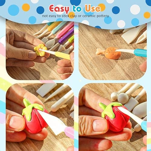 UUSYCUN 9PCS Clay Tools for Kids & Adult, UUSYCUN Plastic Air Dry Clay Tool Kit, Double-Head Sculpting Tools for Pottery, Polymer, Air Dry Clay, Modeling, Shaping, Cake Decoration thumbnail 5
