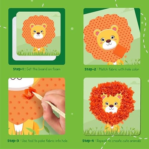 jackinthebox Poke Poke Art – Animals Theme, Mess-Free Fabric Art and Craft, Flower Pressing Kits, Gift for Kids, Girl Gifts, Boy Gift, Toys for Girls and Boys Ages 4 5 6 7 8 thumbnail 4