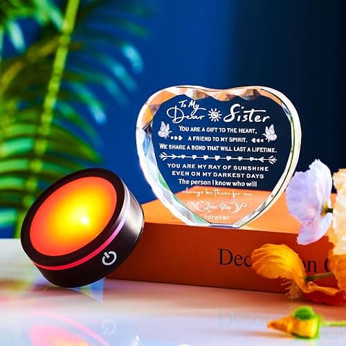 Ghtixsu Sister Gifts Crystal Keepsake with LED Base, Laser Engraved Sister Gift from Sister, Soul Sister Presents for Women, Unique Big Sister Birthday Gifts for Girls, Best Sister Ever Gifts thumbnail 3