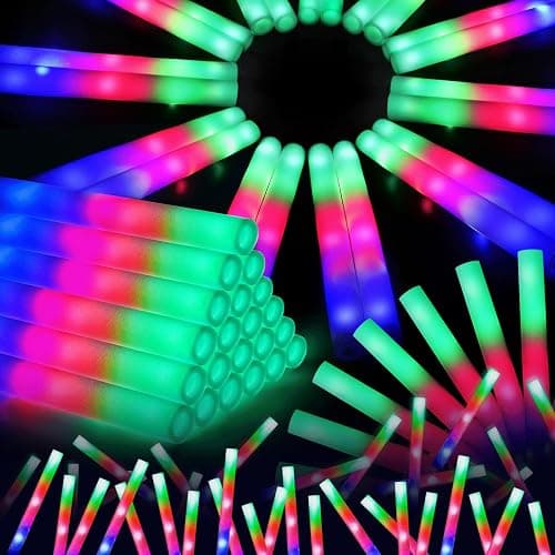 OLUPP 72PCS Foam Glow Sticks, Foam Light Up Sticks with 3 Modes Colorful Flashing, Glow Sticks for Wedding, Glow Stick Bulk Party Pack for Wedding, Raves, Concert, Camping, Carnival - Image 1