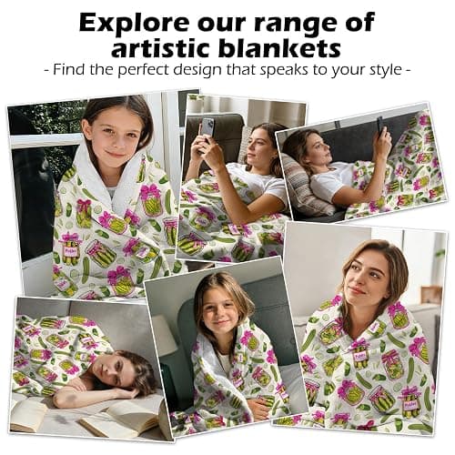 Pickle Gifts Blanket - 50 x 60 Inch Cozy Blankets Pickled Cucumber Throw Blanket for Girls, Soft Flannel Blankets for Bed Couch, Kimchi Sofa Stuff Decor for Women, Gift for Pickles Lover thumbnail 9
