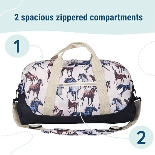 Wildkin Kids Overnighter Duffel Bag – Carry-On Size, Ideal for School & Sleepovers – Horse Dreams thumbnail 5