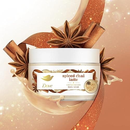 Dove Exfoliating Body Scrub – Spiced Chai Latte, Deeply Nourishing Exfoliant with ¼ Moisturizing Cream, 10.5 oz thumbnail 7