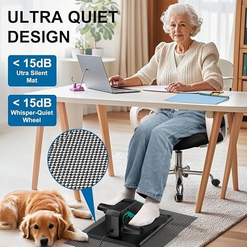 VIVURN-018 Under Desk Elliptical 12 Speed 5 Modes Mini Motorized Leg Exerciser While Sitting for Seniors As Seen on TV with Non-Slip Mat Quiet & Portable Electric Pedal Exerciser for Home and Office thumbnail 2
