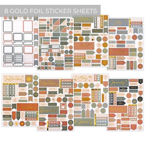 ZICOTO Ultimate All-in-One Journaling Kit - Incl. Journal Notebook With Linen Hardcover and Dotted Pages, Stencils, Stickers, Washi Tapes, Paper Clips and More Bullet Checklist Supplies thumbnail 5