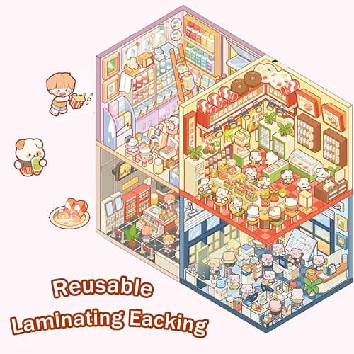 DIY 3D House Stickers,20 Sets Fun DIY Stickers Scene for Kids Adults Cute Make Your Own Cartoon Animal Scene for Gifts, Relief Stress Pass The Time-Fun Haven thumbnail 3