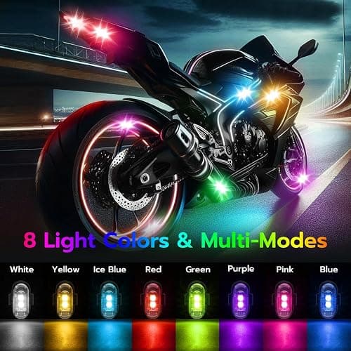 Mcbazel 4 x Wireless Remote Control LED Strobe Lights, Ambient Light with Brightness Control, 7 Colors USB Charging LED Lights Kit for Car, Motorcycle, Bike thumbnail 5