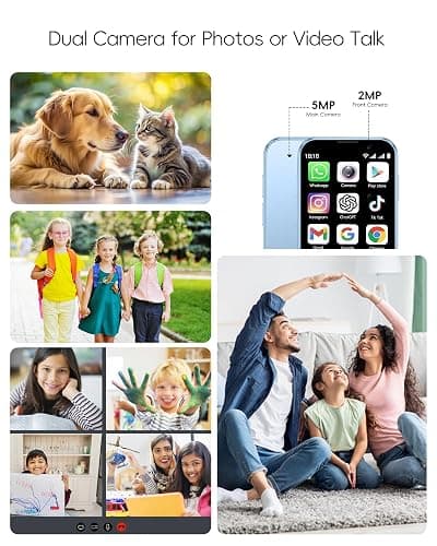 ACCOF Mini Phone Unlocked,3.0 Inch Display Mini Smartphone Android Unlocked, Dual Camera, Small Phone,900mAh 3G Network Cell Phone for Kids/Student/Backup/Travel,Dual SIM 2GB+16GB/128GB (Black) thumbnail 4