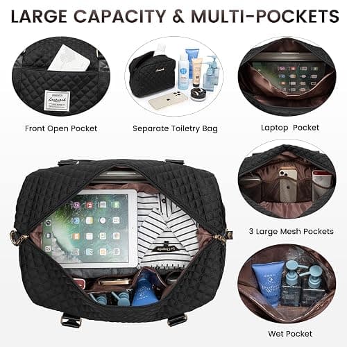 LOVEVOOK Travel Duffle Bag,Weekender Bags for Women with Shoe Compartment，Carry on Overnight Bag with Toiletry Bag,Gym Duffel Bag with Wet Pocket, Hospital Bags for Labor and Delivery thumbnail 3