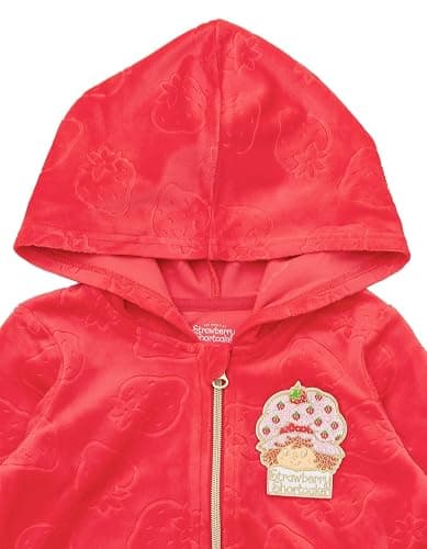 Strawberry Shortcake Velour Zip Up Hoodie and Flare Pants Outfit Set Toddler to Big Kid Sizes (4T - 10-12) thumbnail 4