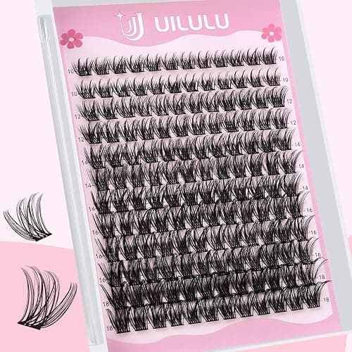 Uilulu Lash Clusters for DIY Lash Extension at Home Natural Wispy Individual Clusters Lashes False Eyelashes 144 Count 0.07D 10-18MM Mix D Curl Eye Lash Extensions (U22 Lash 10-18MM) - Image 1