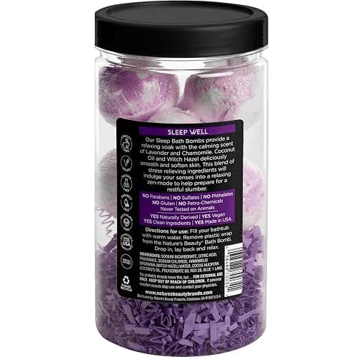Nature’s Beauty Lavender Chamomile Sleep Bath Bomb Gift Set - Relaxing Spa Soak with Coconut Oil & Witch Hazel - Vanilla Citrus Scent - 2 Pack, 17.5 oz thumbnail 7