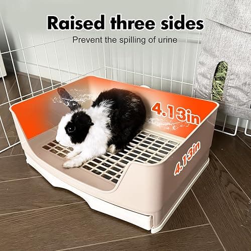 Oleisert Large Rabbit Litter Box Bunny Litter Box, Potty Training for Rabbits Litter Pan with Drawer, Rabbit Bedding Toilet for Adult Guinea Pig, Ferret, Bunny and Other Animals (Brown) thumbnail 3