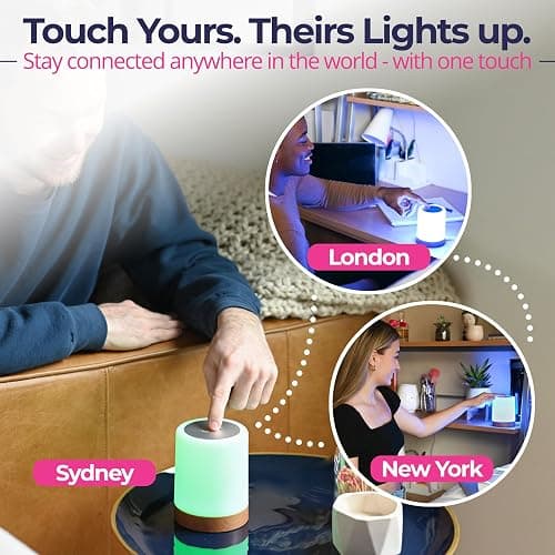 LuvLink Friendship Lamp v2.0 - Long Distance WiFi Touch Lamps for Couples, Friends & Family | Stay Connected from Anywhere – Easy App Setup – No Subscription (Set of Two) thumbnail 7