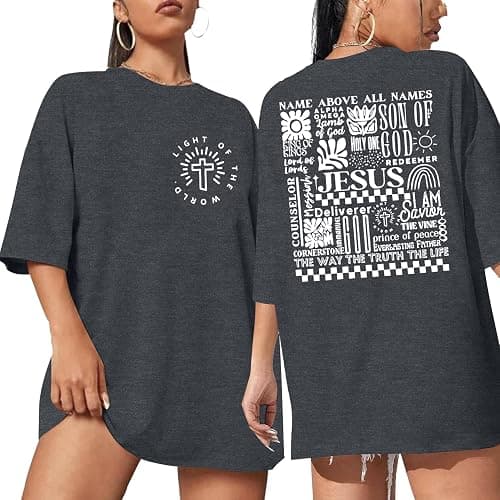 Jesus Oversized Shirts Women Christian: Faith Tshirt Bible Verse Shirts God Religious Tee Christian Inspirational Tops - Image 1