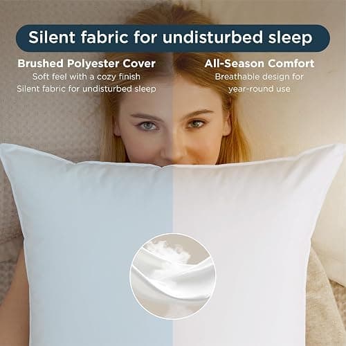 Bedsure Pillows Queen Size Set of 2 - Hotel Collection Bed Pillows for Sleeping, with Down Alternative Filling, Soft Support for Back, Stomach or Side Sleepers, Queen/Full, 28"x19", White, 2 Pack thumbnail 2