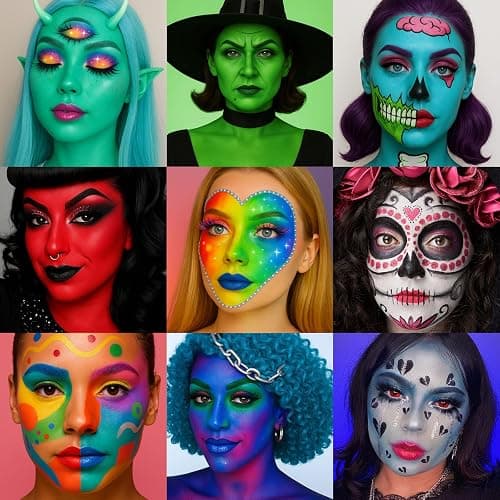 UCANBE Athena Face Body Paint Oil Palette, 20 Colors Large Black White Professional Flash Tattoo Halloween SFX Party Artist Costume Festival Stage Cosplay Full Size Makeup Painting Kit 168g thumbnail 4