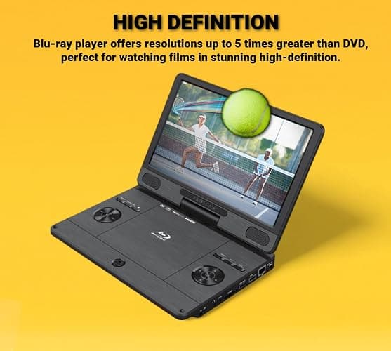 Proscan 11.4" Portable Blu-ray Player with HDMI Port, SD/MMC Card Slot, USB Port, Ethernet port, Remote, plays CD,DVD, Blu-ray Media, For Car use or Traveling - PDVD1187 (Renewed) thumbnail 6