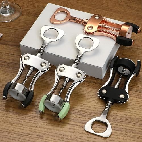 KORCCI Wine Opener, Heavy-Duty Zinc Alloy Wing Corkscrew, Premium Beer Bottle Opener, Multifunctional Wine Accessories with Ergonomic Handle and Sharp Screw, for Kitchen, Bar, Restaurant, Bartenders thumbnail 9