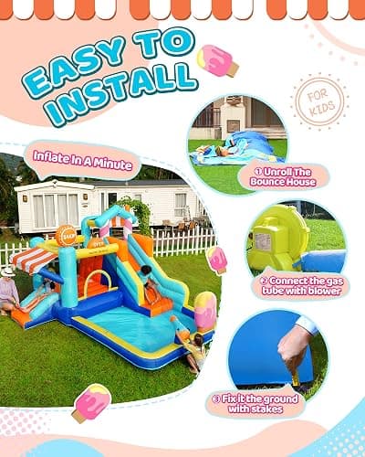 Doctor Dolphin Inflatable Bounce House with Slide and Blower for Kids, Double Slide Jumping Inflatable Bouncer Blow Up Bouncy Castle with Ball Pit for Indoors and Outdoors thumbnail 7