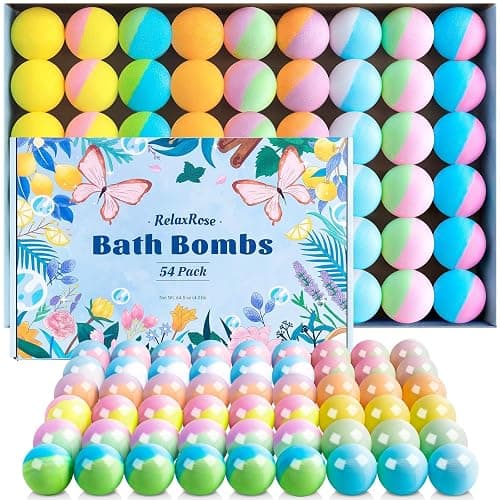 54 Pack Handmade Bath Bombs – 11 Vibrant Colors & 9 Unique Scents, Long-Lasting Fizzy Bubbles & Colorful Magic, 7-Minute Dissolve for Relaxation, Perfect for Birthdays & Summer Self-Care thumbnail 7