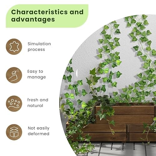 6 Pack 41.4 Ft Artificial Ivy Garland, Fake Vines with Green Leaves, Realistic Hanging Plants for Home/Wedding and Party Decoration thumbnail 5