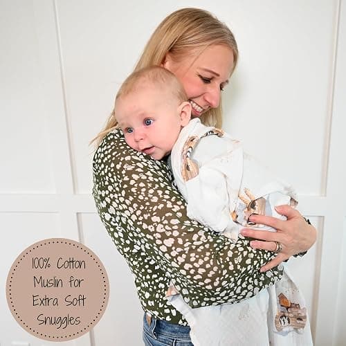 LollyBanks Muslin Swaddle Blanket | 100% Muslin Cotton | Gender Neutral Newborn and Baby Nursery Essentials for Girls and Boys, Registry | Noah's Ark Print thumbnail 2