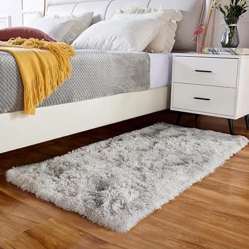 Achiiso Long Pile Shaggy-Rugs, Anti-Slip Fluffy Soft Area Rugs,Comfy RectangularRugs for Bedroom,Living Room,Kids Room (Light Grey,60x120 cm) thumbnail 6